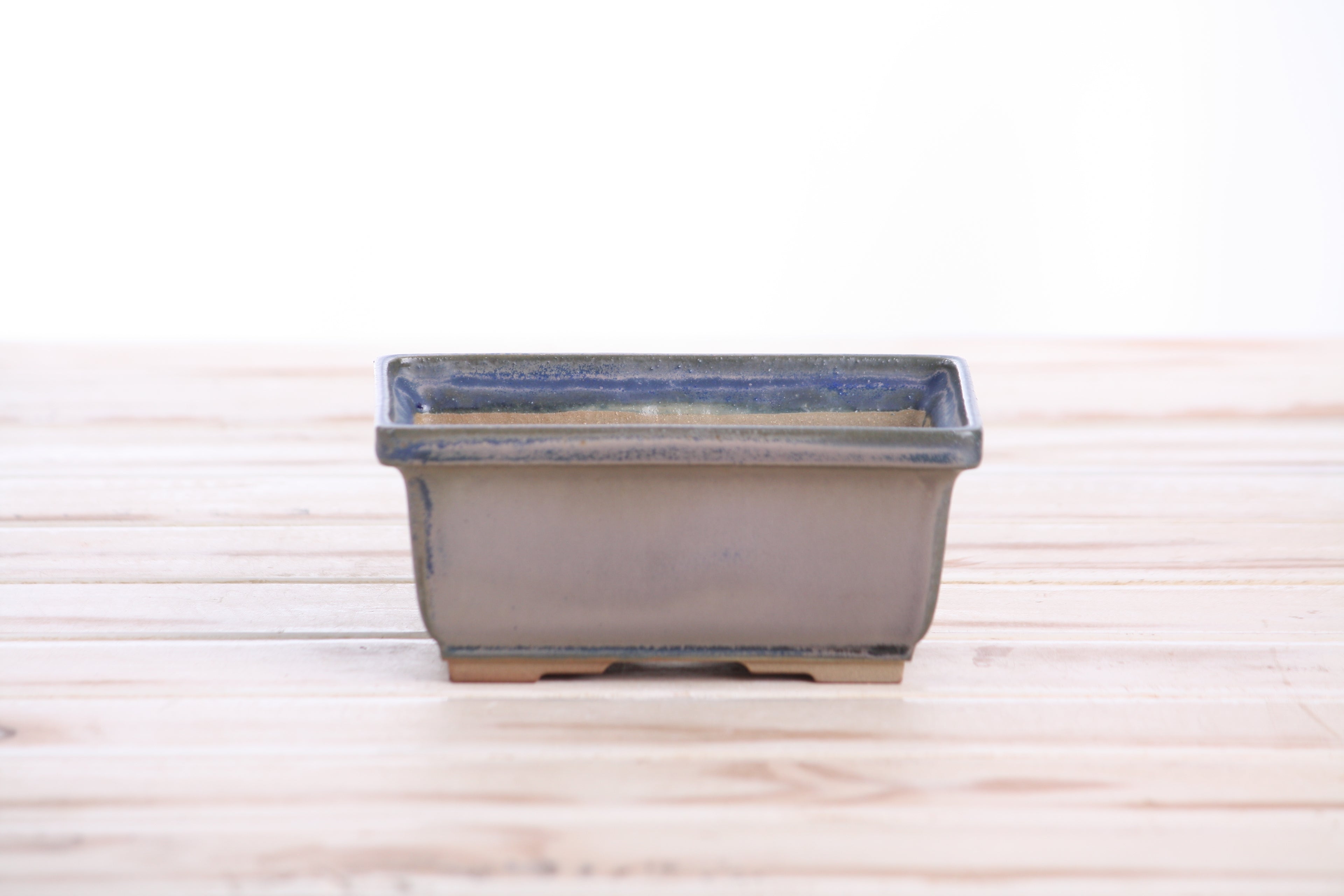 Willow Bonsai Ceramics Rectangle Deep Bonsai Pot 5 Inch – Higher‑Profile Rectangular Ceramic Bonsai & Succulent Planter with Accentuated Rim, High‑Fired Frost‑Proof Stoneware, Handmade in USA (Ocean)