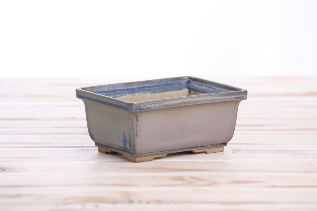 Willow Bonsai Ceramics Rectangle Deep Bonsai Pot 5 Inch – Higher‑Profile Rectangular Ceramic Bonsai & Succulent Planter with Accentuated Rim, High‑Fired Frost‑Proof Stoneware, Handmade in USA (Ocean)