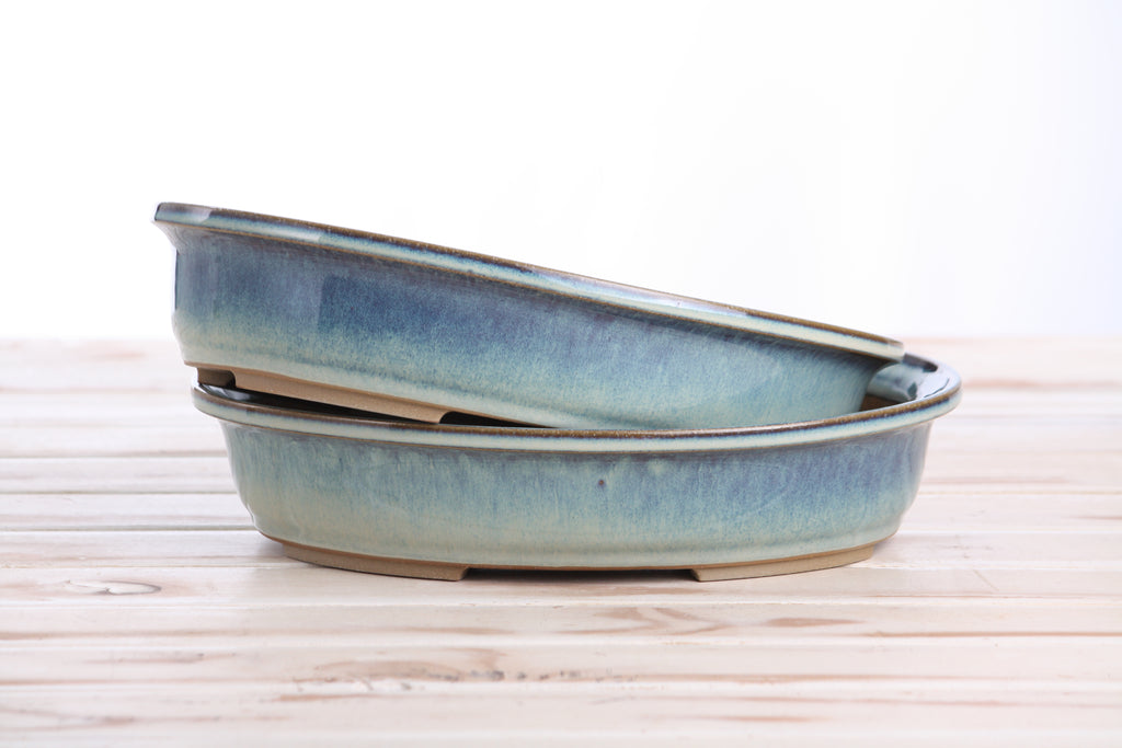 Willow Bonsai Ceramics Landscape Oval A Bonsai Pot 10 Inch – Large Oval Ceramic Bonsai Planter for Forest, Group & Specimen Tree Plantings, High‑Fired Frost‑Proof Stoneware, Handmade in USA (Glacier)