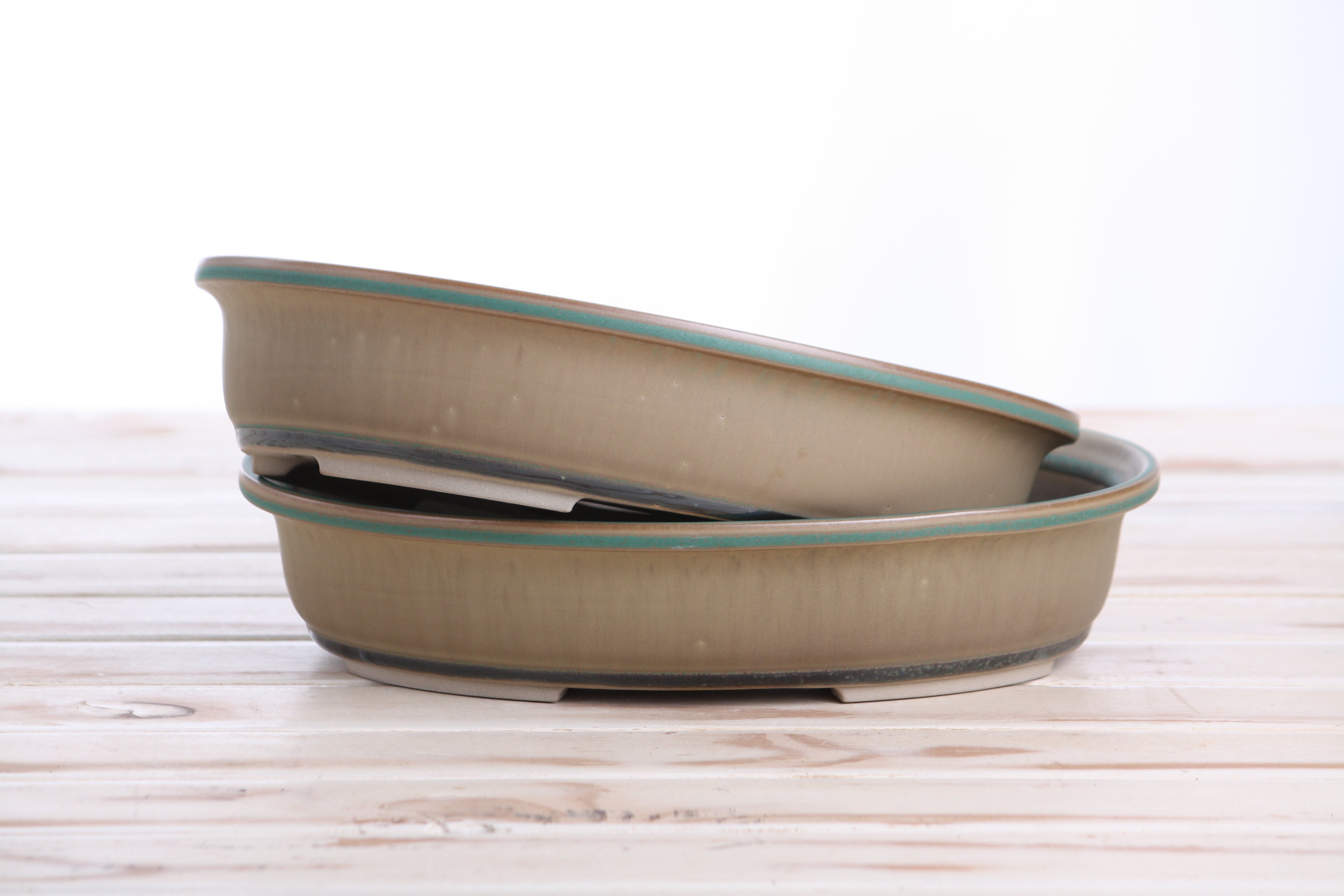 Willow Bonsai Ceramics Landscape Oval A Bonsai Pot 10 Inch – Large Oval Ceramic Bonsai Planter for Forest, Group & Specimen Tree Plantings, High‑Fired Frost‑Proof Stoneware, Handmade in USA (Speckled Moss)