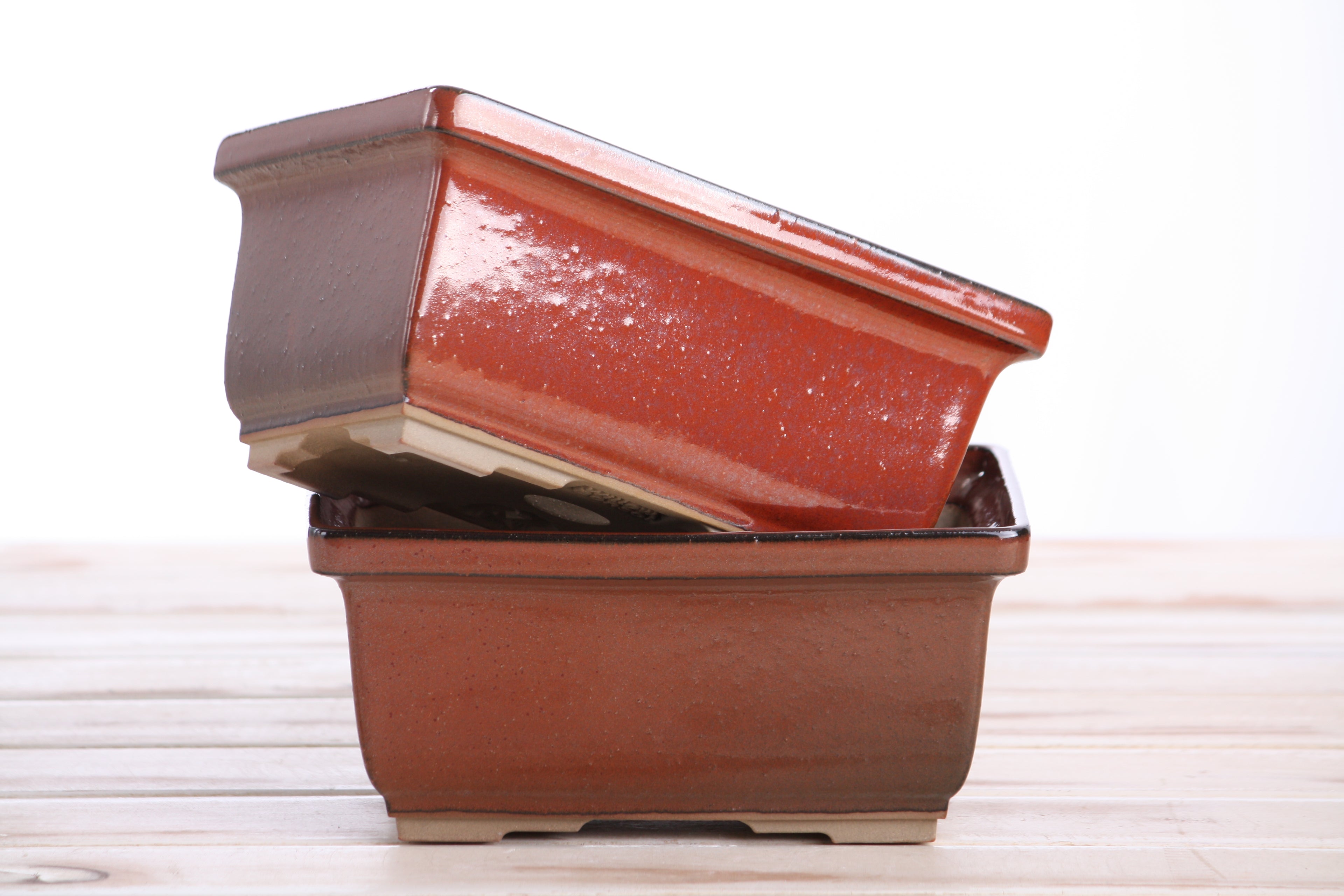 Willow Bonsai Ceramics Rectangle Deep Bonsai Pot 7 Inch – Higher‑Profile Rectangular Ceramic Bonsai & Succulent Planter with Accentuated Rim, High‑Fired Frost‑Proof Stoneware, Handmade in USA (Sunset)