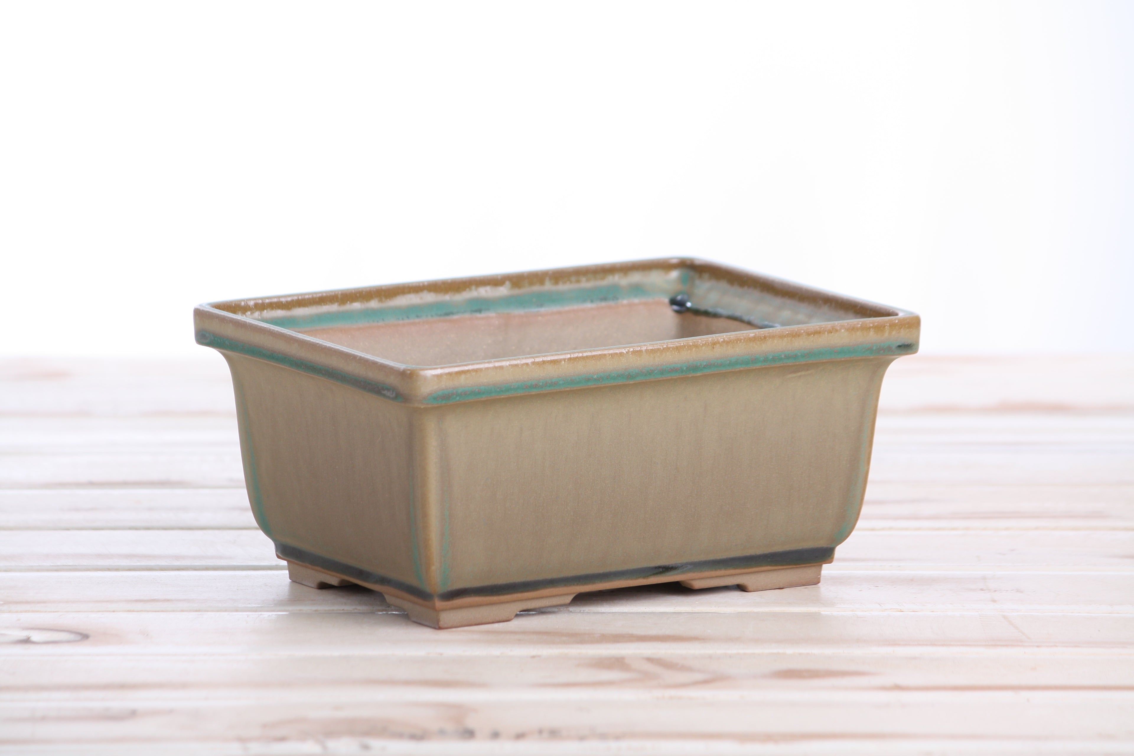 Willow Bonsai Ceramics Rectangle Deep Bonsai Pot 7 Inch – Higher‑Profile Rectangular Ceramic Bonsai & Succulent Planter with Accentuated Rim, High‑Fired Frost‑Proof Stoneware, Handmade in USA (Speckled Moss)