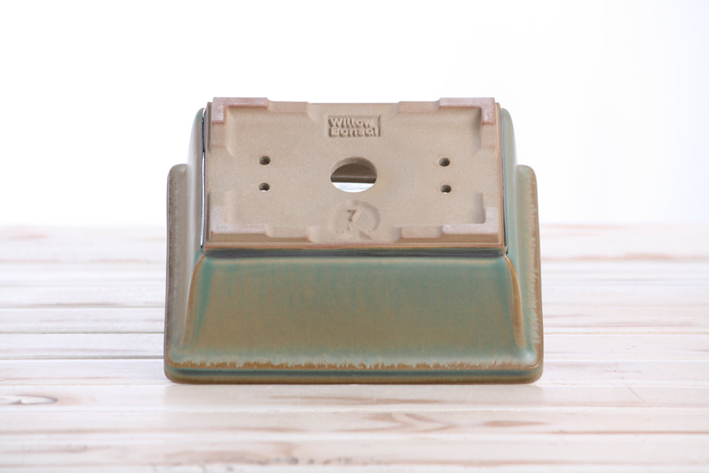 Willow Bonsai Ceramics Rectangle Deep Bonsai Pot 7 Inch – Higher‑Profile Rectangular Ceramic Bonsai & Succulent Planter with Accentuated Rim, High‑Fired Frost‑Proof Stoneware, Handmade in USA (Speckled Moss)