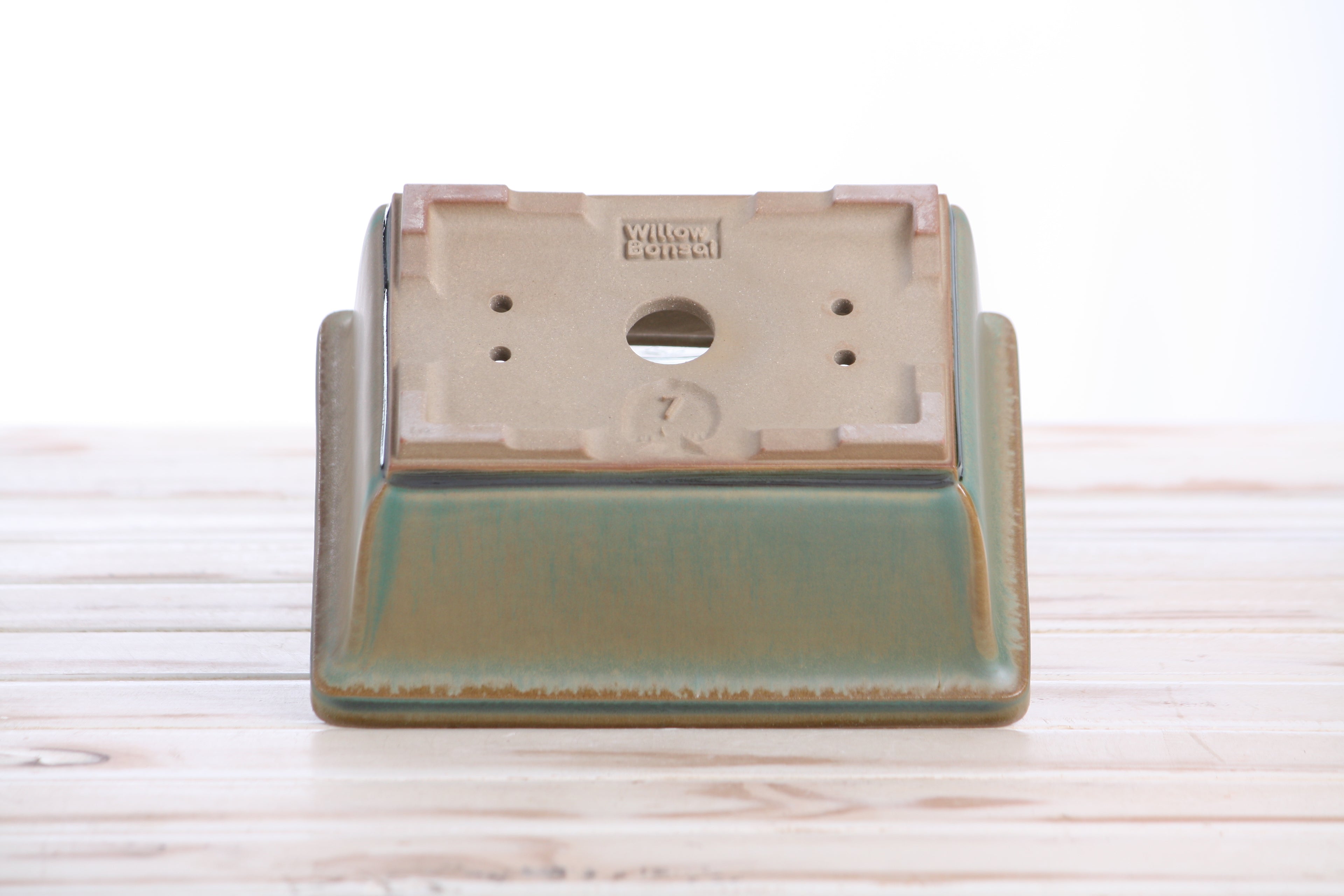 Willow Bonsai Ceramics Rectangle Deep Bonsai Pot 7 Inch – Higher‑Profile Rectangular Ceramic Bonsai & Succulent Planter with Accentuated Rim, High‑Fired Frost‑Proof Stoneware, Handmade in USA (Speckled Moss)