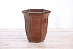 Willow Bonsai Ceramics Hexagonal Windowed Cascade Bonsai Pot 5 Inch – Tall Ceramic Cascade Planter, High‑Fired Frost‑Proof Stoneware with Drainage & Wiring Holes, Handmade in USA (Sunset)
