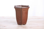 Willow Bonsai Ceramics Hexagonal Windowed Cascade Bonsai Pot 5 Inch – Tall Ceramic Cascade Planter, High‑Fired Frost‑Proof Stoneware with Drainage & Wiring Holes, Handmade in USA (Sunset)