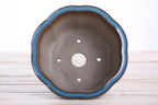 Lotus A Bonsai Pot 6 Inch – Semi‑Cascade Ceramic Planter with Scalloped Sides, High‑Fired Frost‑Proof Stoneware, Handmade in USA (Peacock)