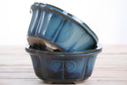 Lotus A Bonsai Pot 6 Inch – Semi‑Cascade Ceramic Planter with Scalloped Sides, High‑Fired Frost‑Proof Stoneware, Handmade in USA (Peacock)