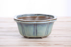 Lotus A Bonsai Pot 6 Inch – Semi‑Cascade Ceramic Planter with Scalloped Sides, High‑Fired Frost‑Proof Stoneware, Handmade in USA (Glacier)