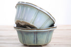 Lotus A Bonsai Pot 6 Inch – Semi‑Cascade Ceramic Planter with Scalloped Sides, High‑Fired Frost‑Proof Stoneware, Handmade in USA (Glacier)