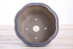 Lotus A Bonsai Pot 6 Inch – Semi‑Cascade Ceramic Planter with Scalloped Sides, High‑Fired Frost‑Proof Stoneware, Handmade in USA (Ocean)
