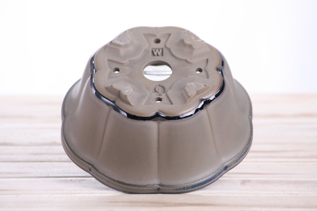 Lotus A Bonsai Pot 6 Inch – Semi‑Cascade Ceramic Planter with Scalloped Sides, High‑Fired Frost‑Proof Stoneware, Handmade in USA (Ocean)