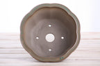 Lotus A Bonsai Pot 6 Inch – Semi‑Cascade Ceramic Planter with Scalloped Sides, High‑Fired Frost‑Proof Stoneware, Handmade in USA (Speckled Moss)