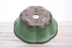 Lotus A Bonsai Pot 6 Inch – Semi‑Cascade Ceramic Planter with Scalloped Sides, High‑Fired Frost‑Proof Stoneware, Handmade in USA (Avocado)