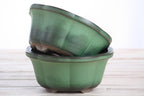 Lotus A Bonsai Pot 6 Inch – Semi‑Cascade Ceramic Planter with Scalloped Sides, High‑Fired Frost‑Proof Stoneware, Handmade in USA (Avocado)