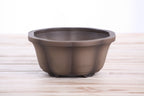 Lotus A Bonsai Pot 6 Inch – Semi‑Cascade Ceramic Planter with Scalloped Sides, High‑Fired Frost‑Proof Stoneware, Handmade in USA (Shaded Unglazed)