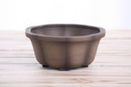 Lotus A Bonsai Pot 6 Inch – Semi‑Cascade Ceramic Planter with Scalloped Sides, High‑Fired Frost‑Proof Stoneware, Handmade in USA (Shaded Unglazed)