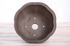 Lotus A Bonsai Pot 6 Inch – Semi‑Cascade Ceramic Planter with Scalloped Sides, High‑Fired Frost‑Proof Stoneware, Handmade in USA (Shaded Unglazed)