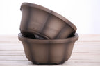 Lotus A Bonsai Pot 6 Inch – Semi‑Cascade Ceramic Planter with Scalloped Sides, High‑Fired Frost‑Proof Stoneware, Handmade in USA (Shaded Unglazed)