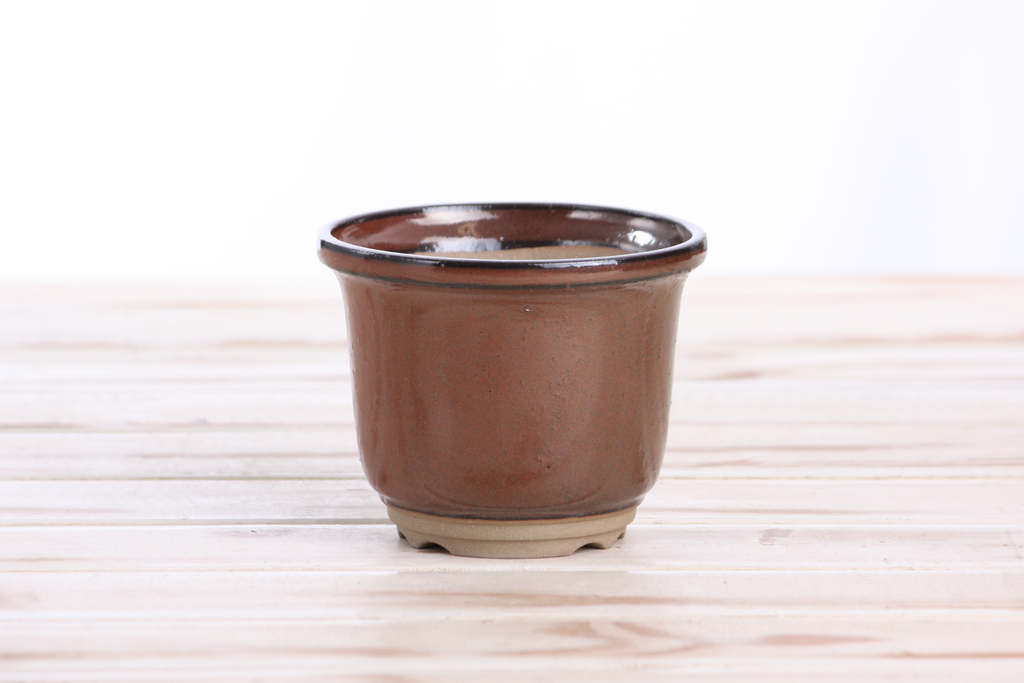 Willow Bonsai Ceramics Flute Bonsai Pot 4 Inch – Round Semi‑Cascade Ceramic Bonsai & Succulent Planter with Fluted Profile and Banded Base, High‑Fired Frost‑Proof Stoneware, Handmade in USA (Sunset)