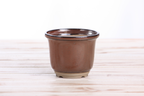 Willow Bonsai Ceramics Flute Bonsai Pot 4 Inch – Round Semi‑Cascade Ceramic Bonsai & Succulent Planter with Fluted Profile and Banded Base, High‑Fired Frost‑Proof Stoneware, Handmade in USA (Sunset)