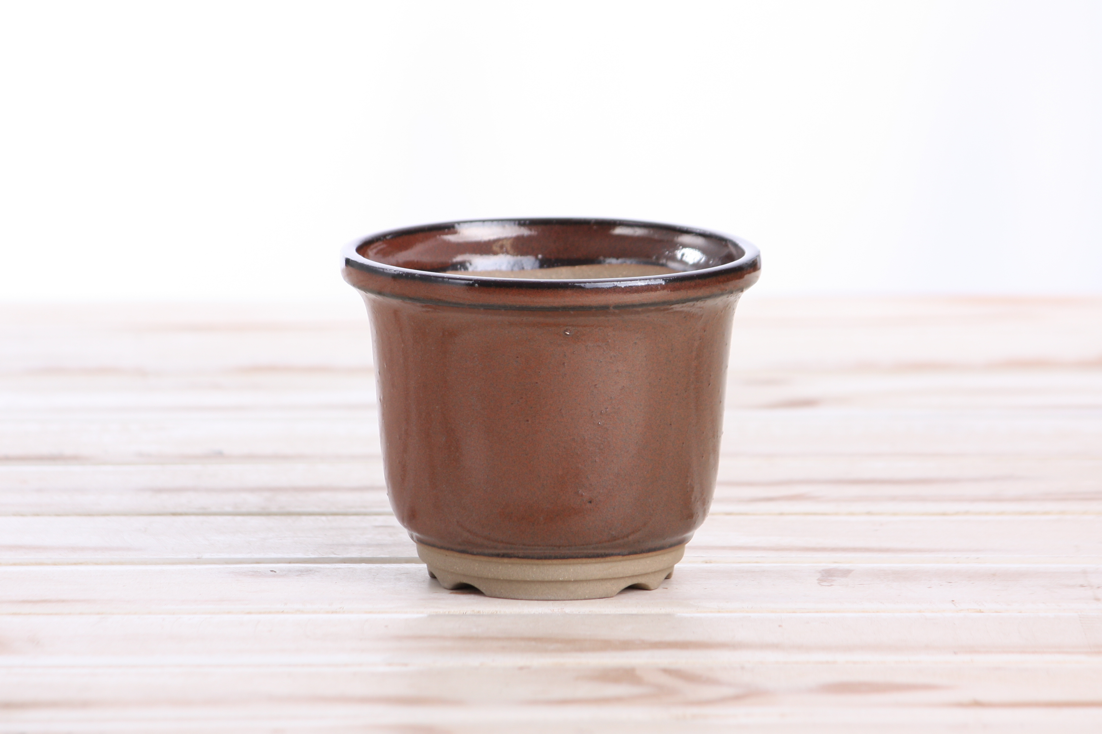 Willow Bonsai Ceramics Flute Bonsai Pot 4 Inch – Round Semi‑Cascade Ceramic Bonsai & Succulent Planter with Fluted Profile and Banded Base, High‑Fired Frost‑Proof Stoneware, Handmade in USA (Sunset)