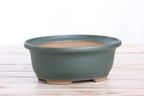Willow Bonsai Ceramics Fat Bonsai Pot 7.5 Inch – Bold Oval Ceramic Bonsai & Succulent Planter with Accentuated Rim, High‑Fired Frost‑Proof Stoneware, Handmade in USA (Seaweed 2025)