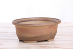 Willow Bonsai Ceramics Fat Bonsai Pot 7.5 Inch – Bold Oval Ceramic Bonsai & Succulent Planter with Accentuated Rim, High‑Fired Frost‑Proof Stoneware, Handmade in USA (Deep Stone)