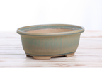 Willow Bonsai Ceramics Fat Bonsai Pot 7.5 Inch – Bold Oval Ceramic Bonsai & Succulent Planter with Accentuated Rim, High‑Fired Frost‑Proof Stoneware, Handmade in USA (Speckled Moss)