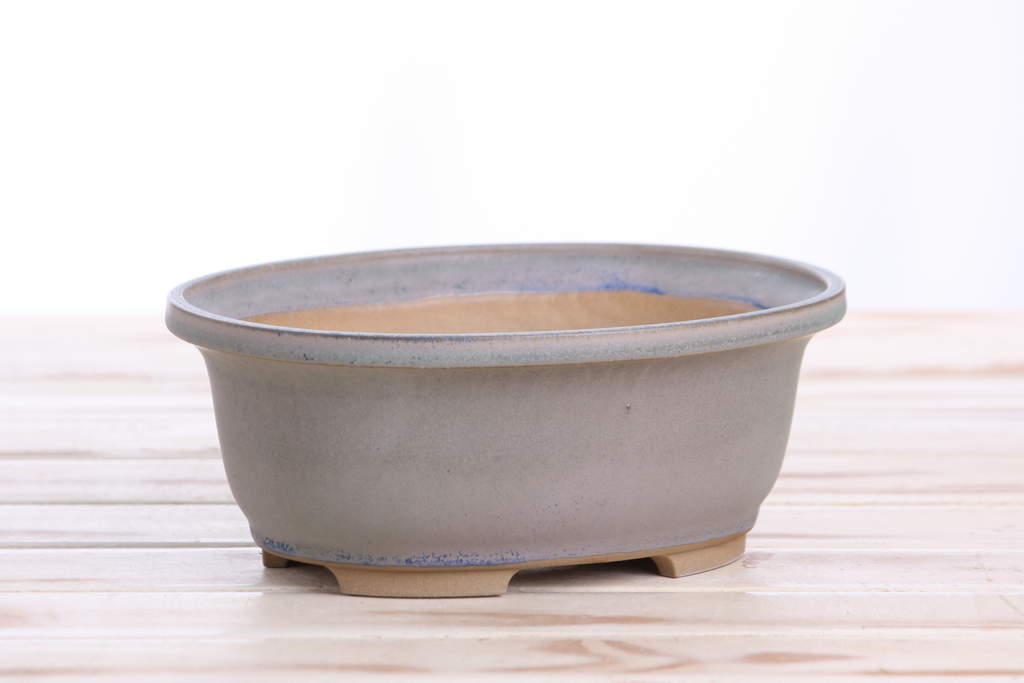 Willow Bonsai Ceramics Fat Bonsai Pot 7.5 Inch – Bold Oval Ceramic Bonsai & Succulent Planter with Accentuated Rim, High‑Fired Frost‑Proof Stoneware, Handmade in USA (Ocean)