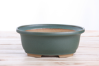 Willow Bonsai Ceramics Fat Bonsai Pot 7.5 Inch – Bold Oval Ceramic Bonsai & Succulent Planter with Accentuated Rim, High‑Fired Frost‑Proof Stoneware, Handmade in USA (Seaweed 2025)