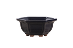 Willow Bonsai Ceramics Hexagonal Windowed Bonsai Pot 5 Inch – Semi‑Cascade Planter, High‑Fired Frost‑Proof Stoneware with Drainage & Wiring Holes, Handmade in USA (Ruri)