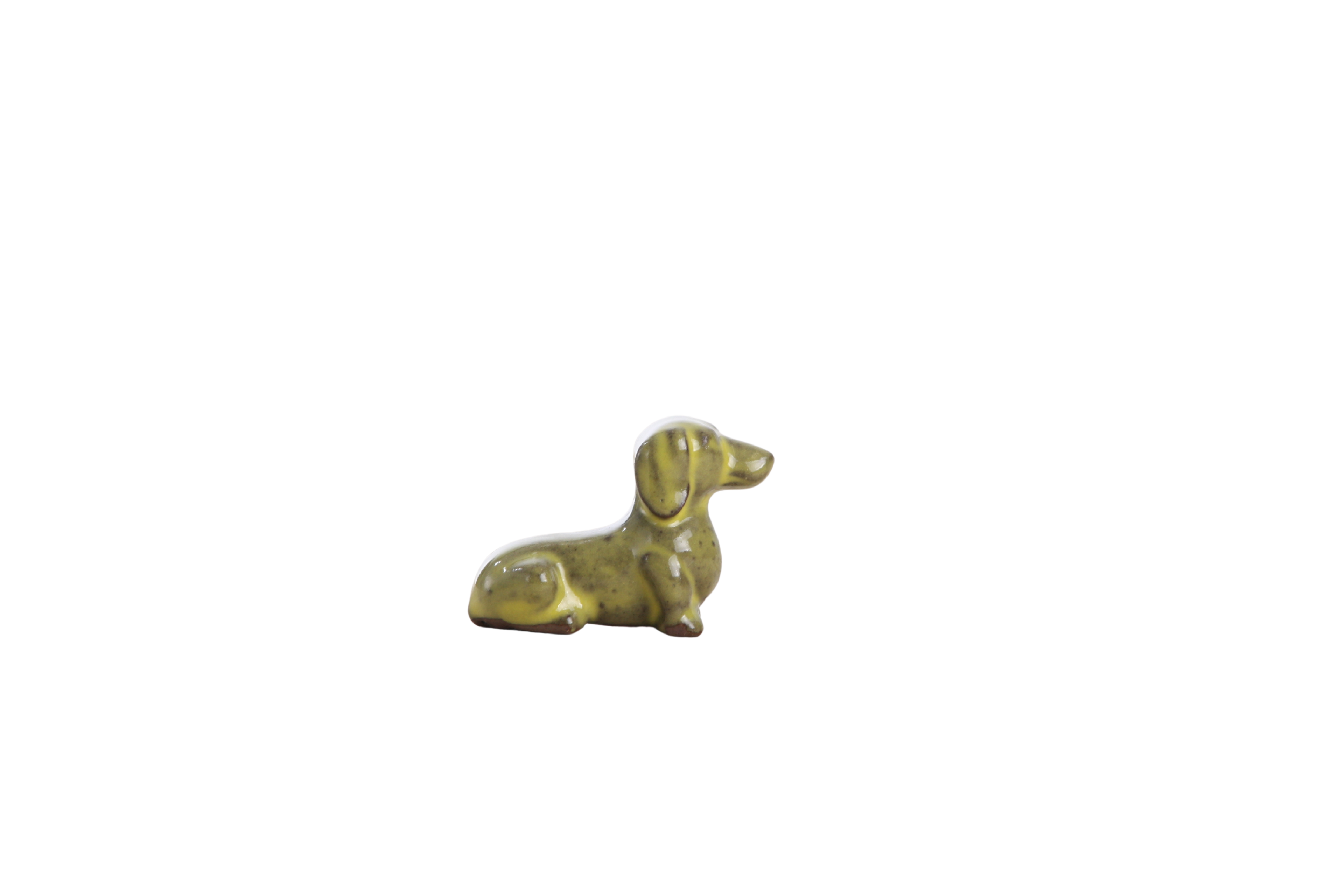 Willow Ceramics Butch the Dachshund Figurine – Mini Handmade Ceramic Dog Sculpture, High‑Fired Stoneware Décor, Made in Colorado, USA (Yellow)