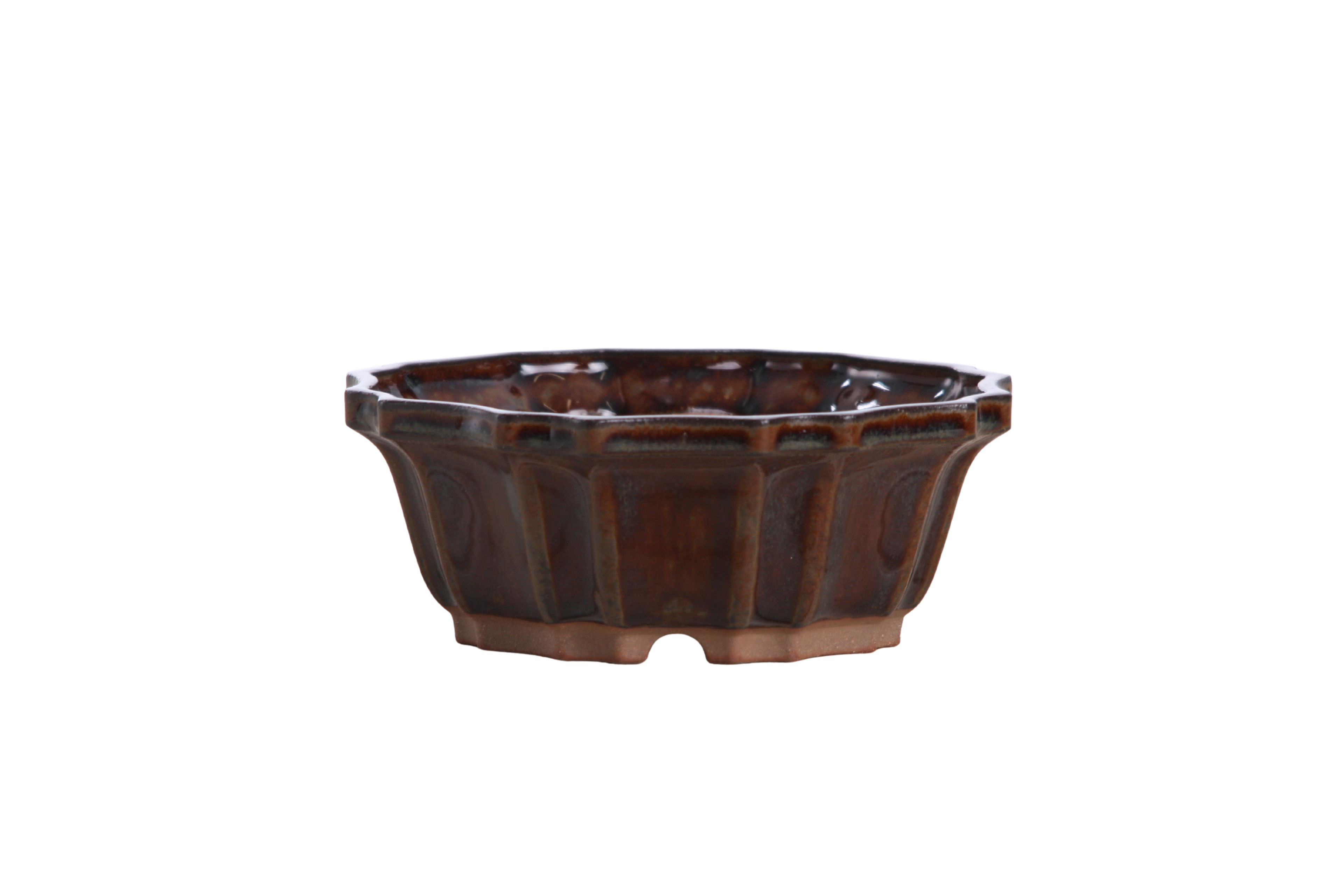 Willow Bonsai Ceramics Flower Design Bonsai Pot 5 Inch – Elegant Ceramic Bonsai & Succulent Planter, High‑Fired Frost‑Proof Stoneware with Drainage & Wiring Holes, Handmade in USA (Dark Honey)