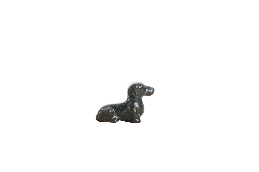 Willow Ceramics Butch the Dachshund Figurine – Mini Handmade Ceramic Dog Sculpture, High‑Fired Stoneware Décor, Made in Colorado, USA (Seaweed 2025)
