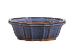 Willow Bonsai Ceramics Flower Design Bonsai Pot 8 Inch – Elegant Ceramic Bonsai & Succulent Planter, High‑Fired Frost‑Proof Stoneware with Drainage & Wiring Holes, Handmade in USA (Denim)