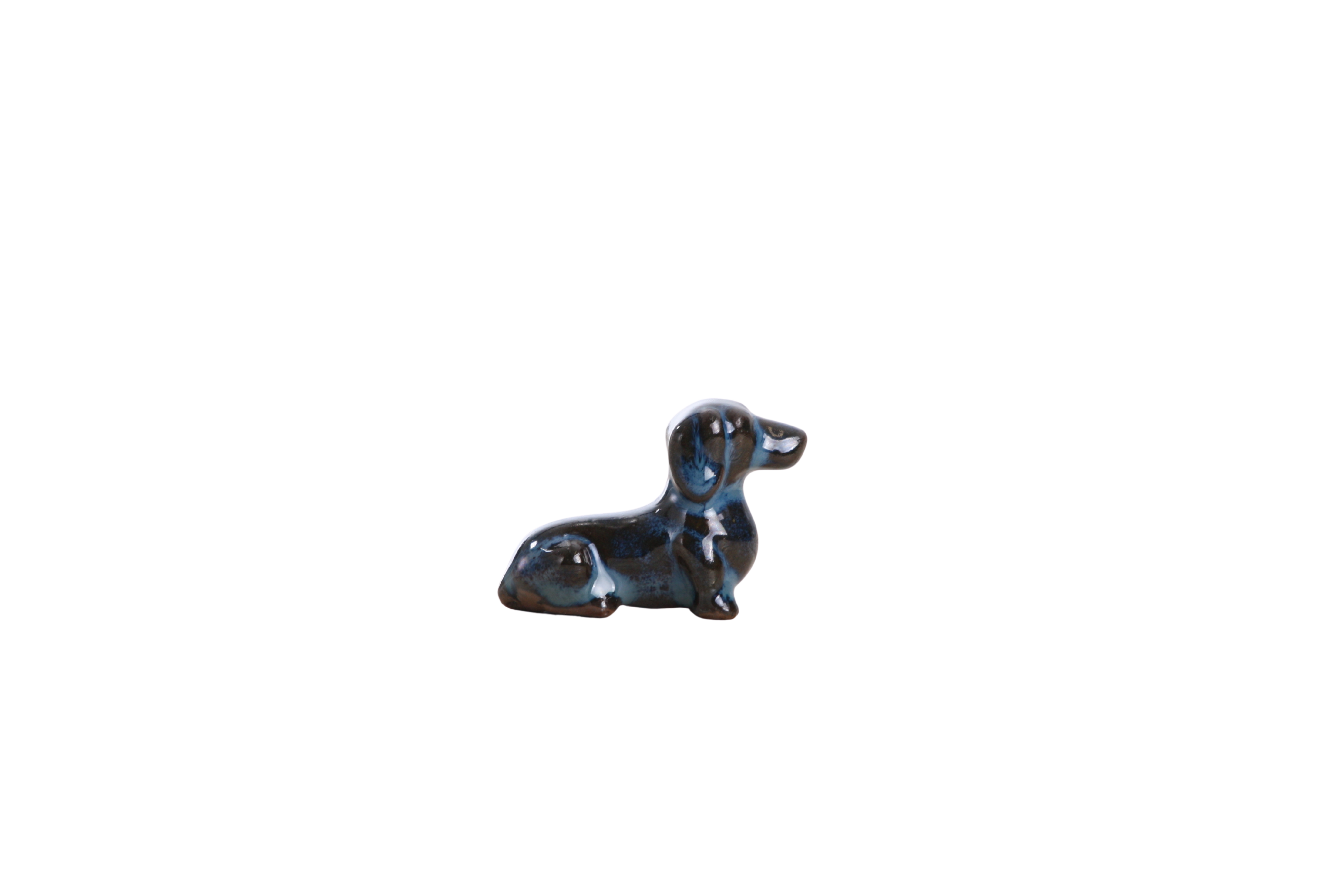 Willow Ceramics Butch the Dachshund Figurine – Mini Handmade Ceramic Dog Sculpture, High‑Fired Stoneware Décor, Made in Colorado, USA (Peacock)